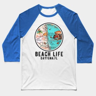 Daytona Beach Florida Vintage Map Beach Life Baseball T-Shirt